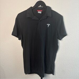 TESLA Official Polo Shirt Black Embroidered Electric Car Elon Musk Men’s Sz M